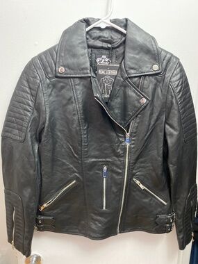 Real Leather Black Quilted Moto Jacket - Genuine Lambskin
